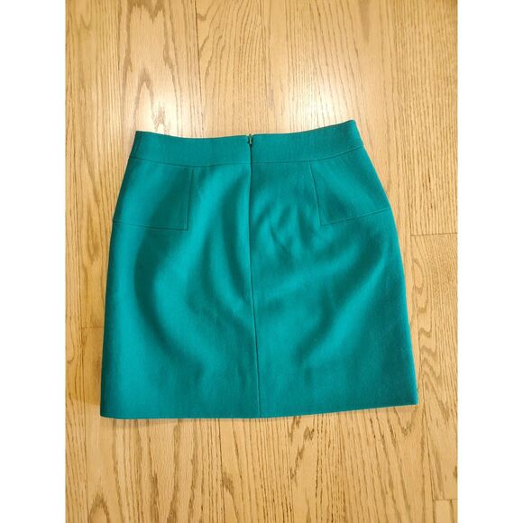 J.Crew Womens 00 Dark Teal Green Wool Blend Skirt EUC Career Preppy Academia - Picture 2 of 7